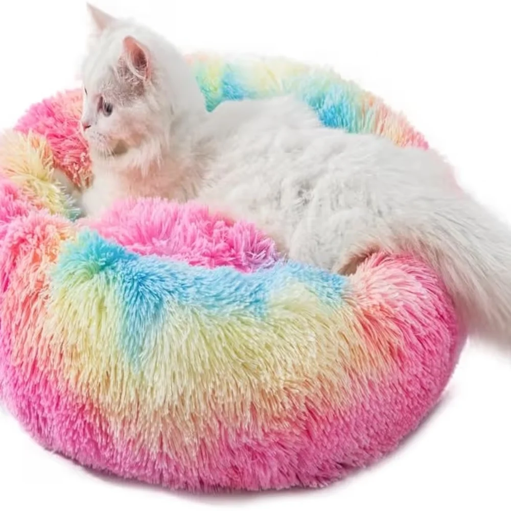Cozy Rainbow Cat Bed